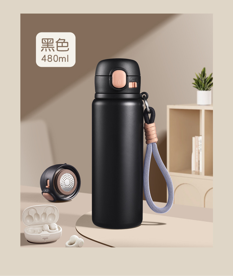 Simple press-type bouncing direct drinking cup, 316 stainless steel insulated, portable high appearance level water cup for female students pic 19