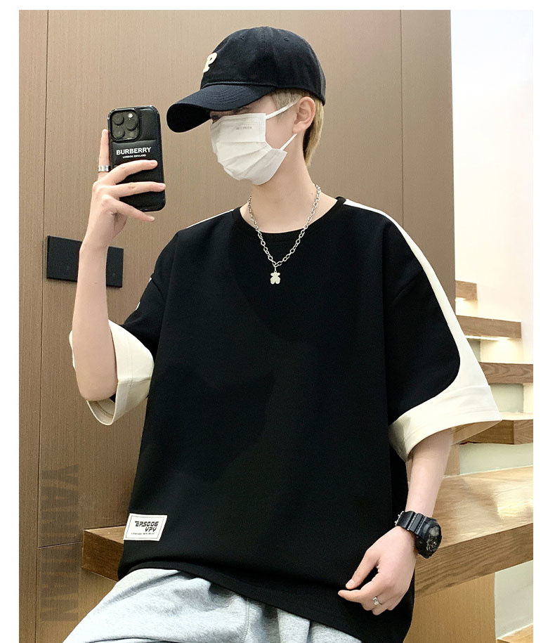 A large-sized short-sleeved T-shirt for men, a new summer 2024 half-sleeved base layer, is a trendy outfit for men on Instagram pic 24