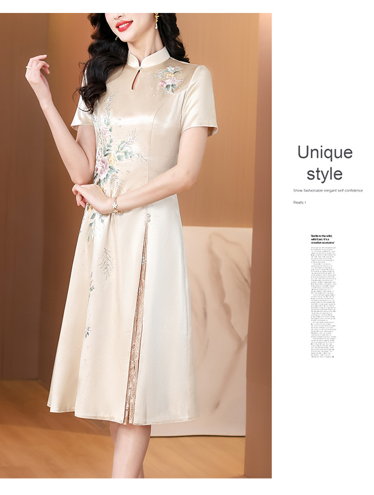 New Chinese-style elegant wedding dress for Grandma Xi, cheongsam dress, 2025 new style elegant mom dress pic 10