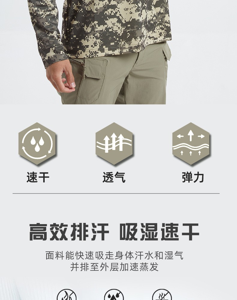 Yitu Custom long-sleeved T-shirt quick-drying hooded sun protection Outdoor sports fitness breathable tactical camouflage T-shirt for camping and fishing men pic 4