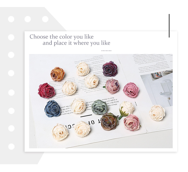 Ins风焦边小乔仿真玫瑰花头韩系DIY发饰头花胸花配件婚庆花艺装饰详情4