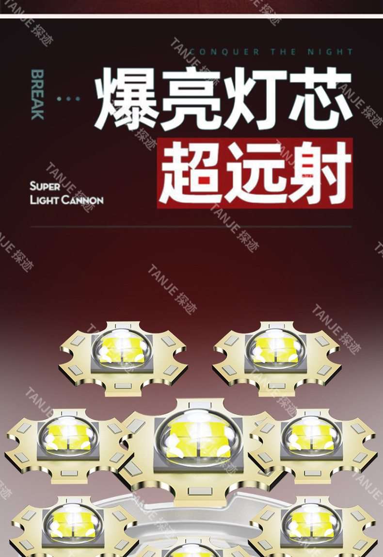 Cross-border new 8-LED outdoor high-intensity, ultra-bright, long-range, multi-dimming, ultra-long battery life type-C rechargeable flashlight pic 5