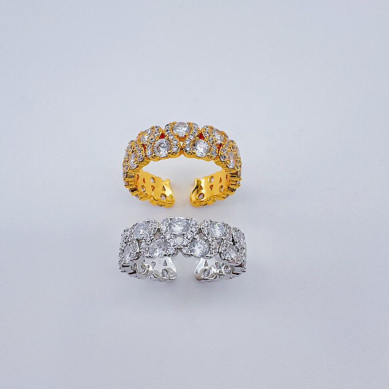 Niche diseño aperturas dedo índice anillo mujer minimalista personalidad anillo micro diamante zirconita martillo influencer en vivo accesorios pic 9