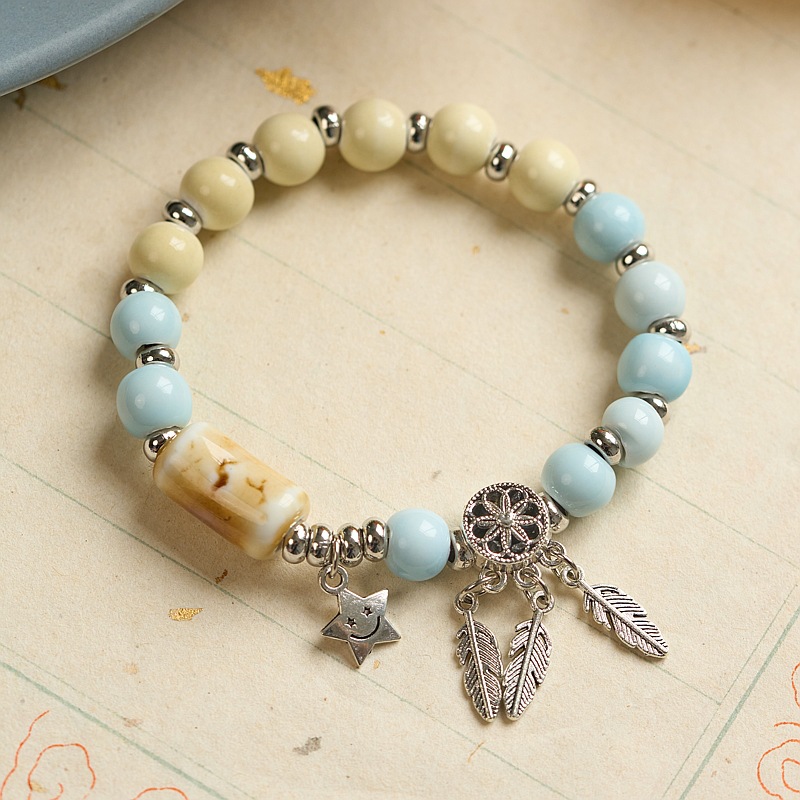 景德镇陶瓷手链批发古风串珠手工编织国风文艺饰品女生民族风手串详情8