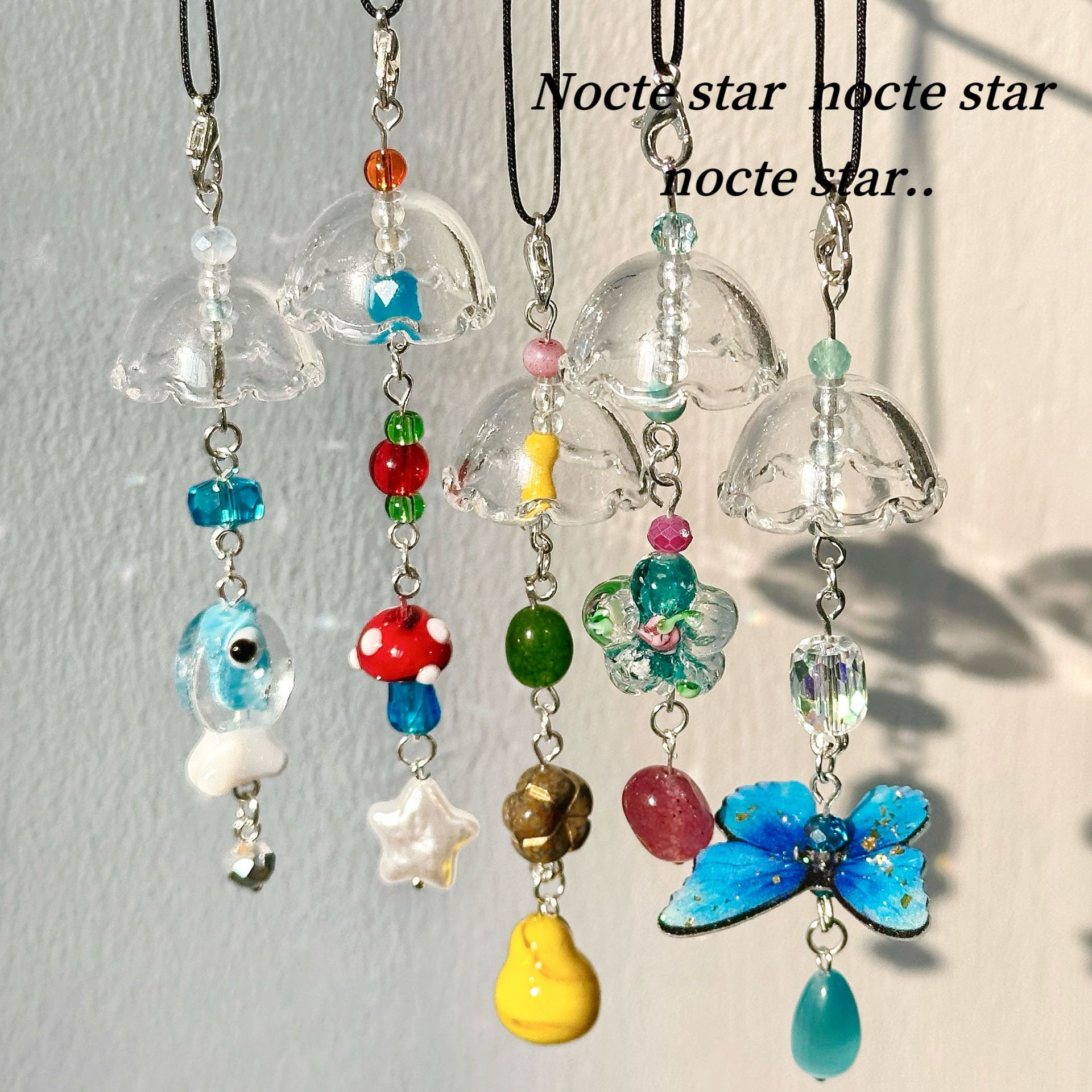 亚克力水母风铃挂件 手工diy串珠饰品配件车挂钥匙扣包挂配件材料详情2