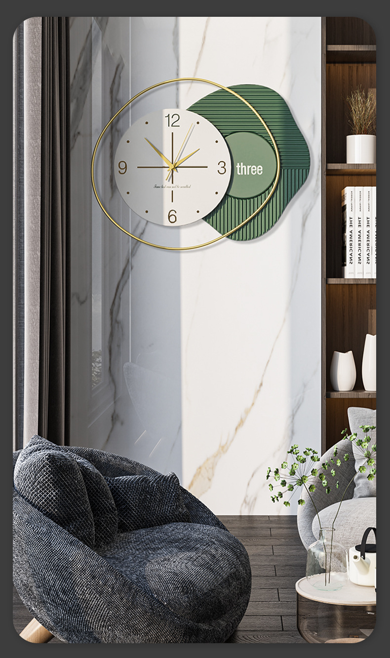 艺术装饰免打孔挂钟客厅简约钟表轻奢家用挂表网红壁钟时钟详情11
