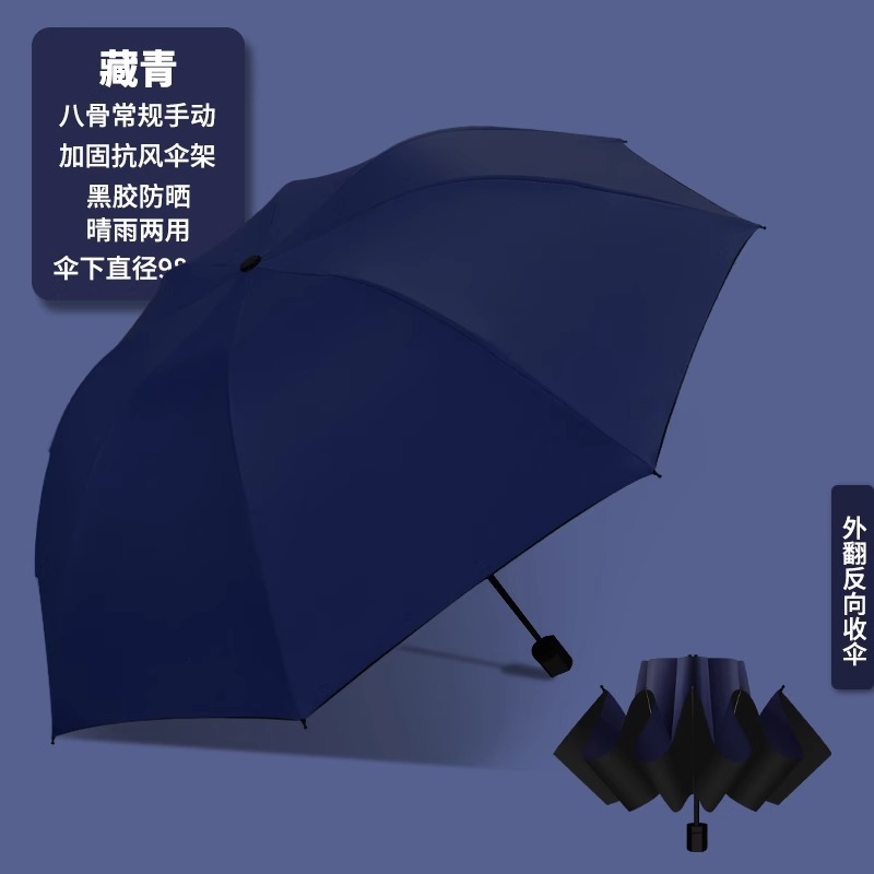 二十四骨黑胶雨伞全自动商务加固防风防晒折叠伞高级感LOGO太阳伞详情28