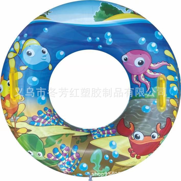 厂家直供新款成人充气游泳圈90cm带手柄水上救生圈卡通气模玩具畅销款详情7