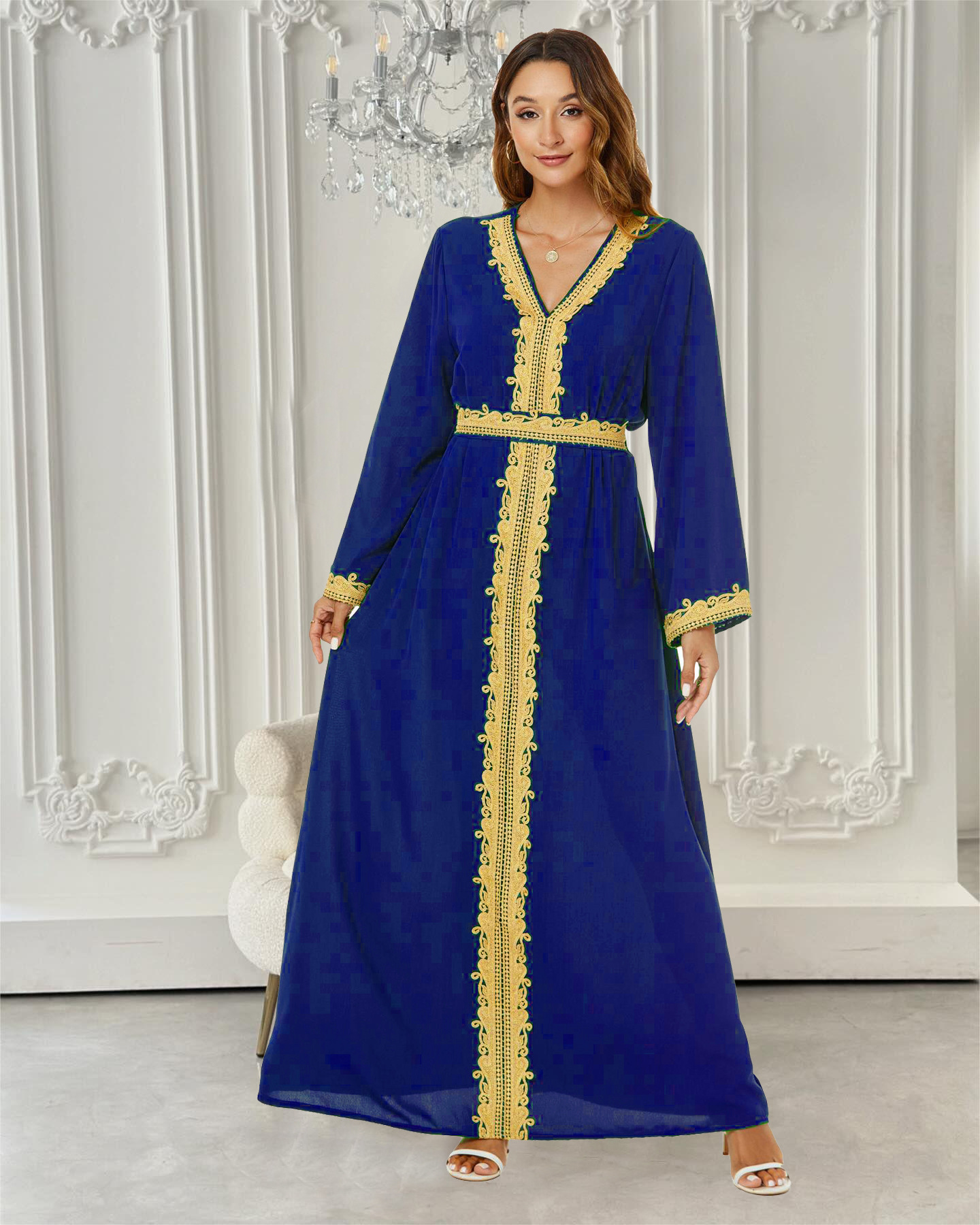 中东欧美阿拉伯女装连衣裙长裙优雅abaya 迪拜长袍沙特旅游穿搭详情9