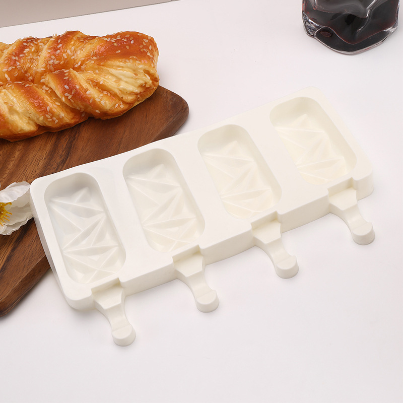 Creative 4-piece silicone ice cream mold, home DIY Popsicle ice cream mold, multi-purpose practical Popsicle pudding mold pic 3