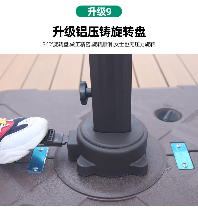 现货黑金钢遮阳伞户外四角伞室外阳篷防风太阳能LED圆形罗马伞详情24