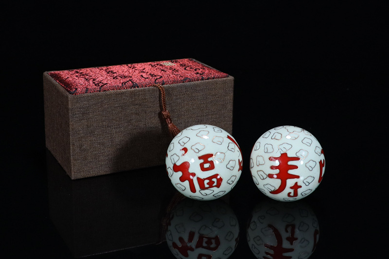 Premium gift box set of Beijing Cloisonne handball outer craft cultural gift Cloisonne low-temperature fitness ball pic 12