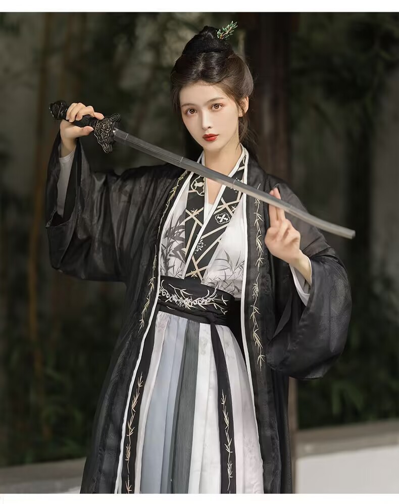 Original Song Dynasty style 褙子 Waist-length cross-collar Chinese-style ink-wash hanfu for both men and women, super cool, versatile for daily use, ancient-style set pic 11