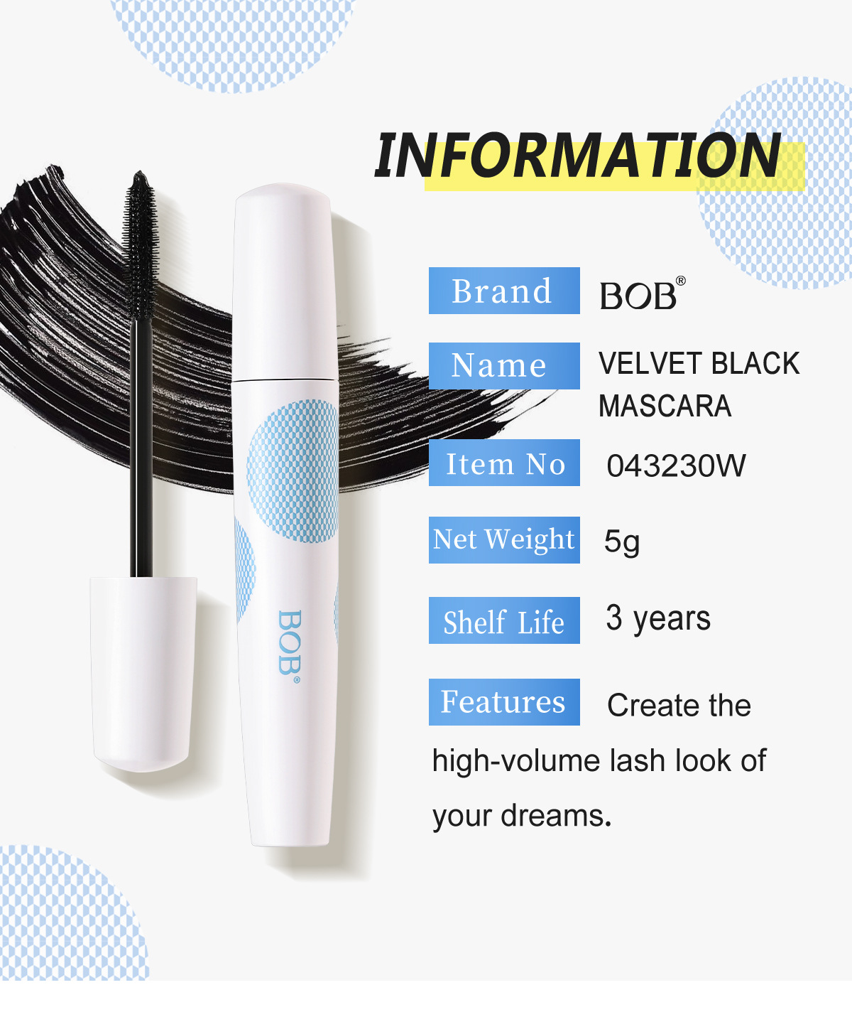 The cross-border BOB mascara is not prone to smudge, curling, and is waterproof and long-lasting pic 8