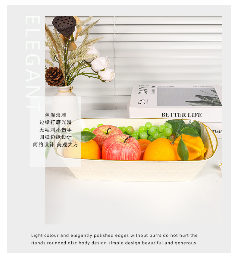 PET transparent patterned fruit platter with lid storage, light luxury and simple octagonal handle fruit platter with lid pic 6