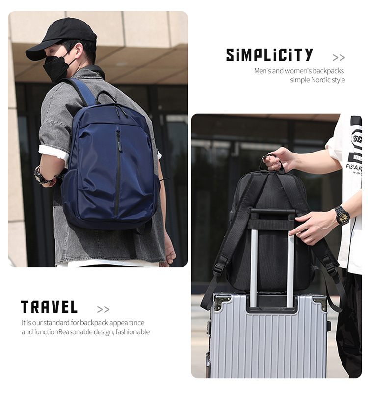 新款双肩包男士大容量轻便防水旅行背包商务电脑包休闲简约书包详情5
