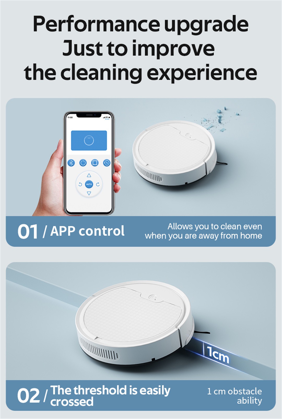 Smart Robotic Vacuum Cleaner for Home, Automatic obowai OB8S详情3