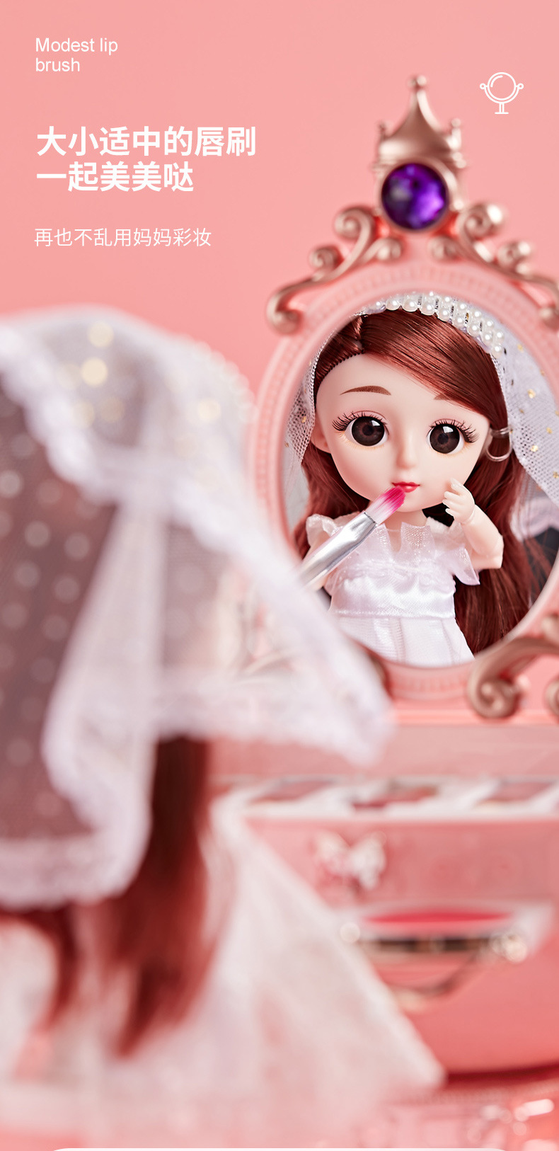 小贝萝莉儿童彩妆盒仿真女孩过家家玩具套装3-6岁口红工艺品创意礼品详情7