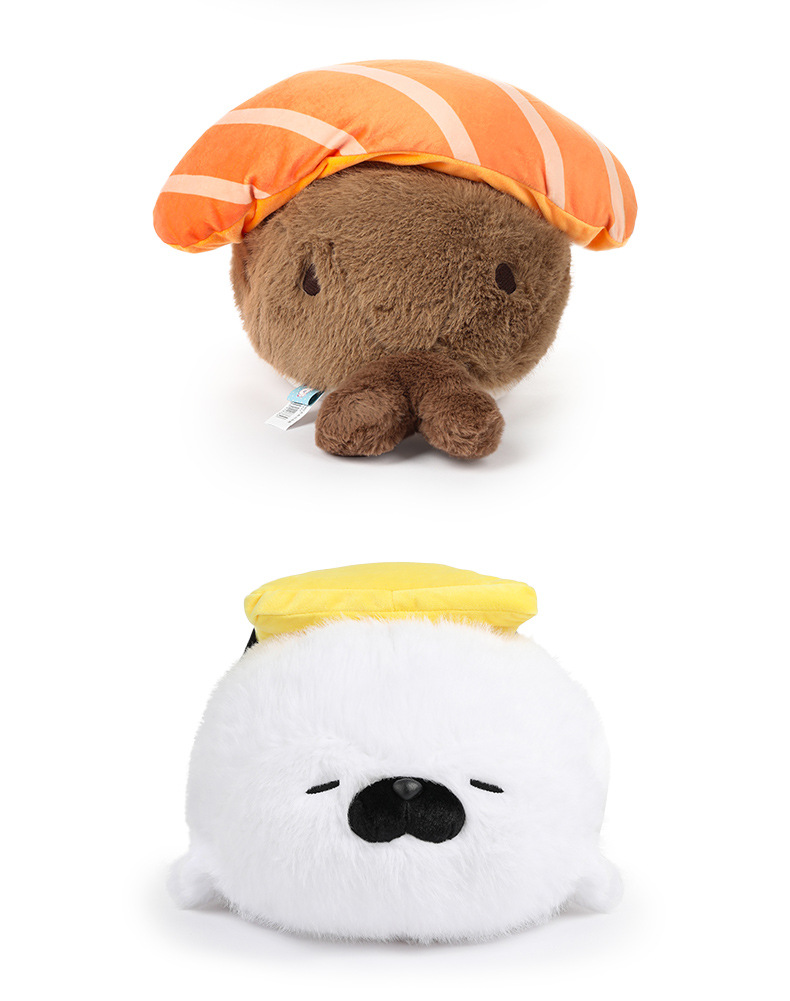 Wholesale of genuine cartoon sushi seals, sea otters, plush toys, cushions and sleeping dolls pic 8