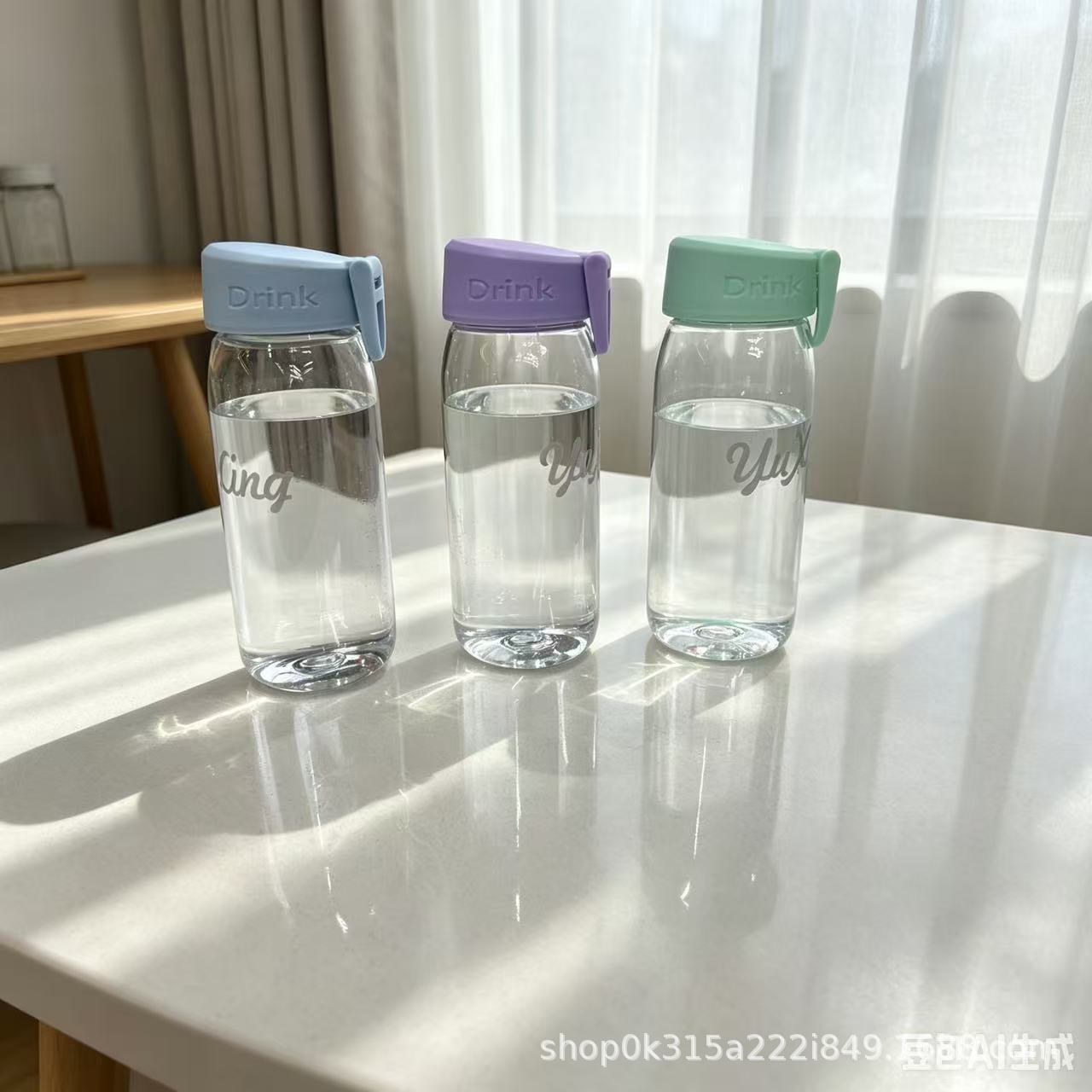 满杯元气畅饮小时光三款彩色盖磨砂玻璃水杯 pic 10