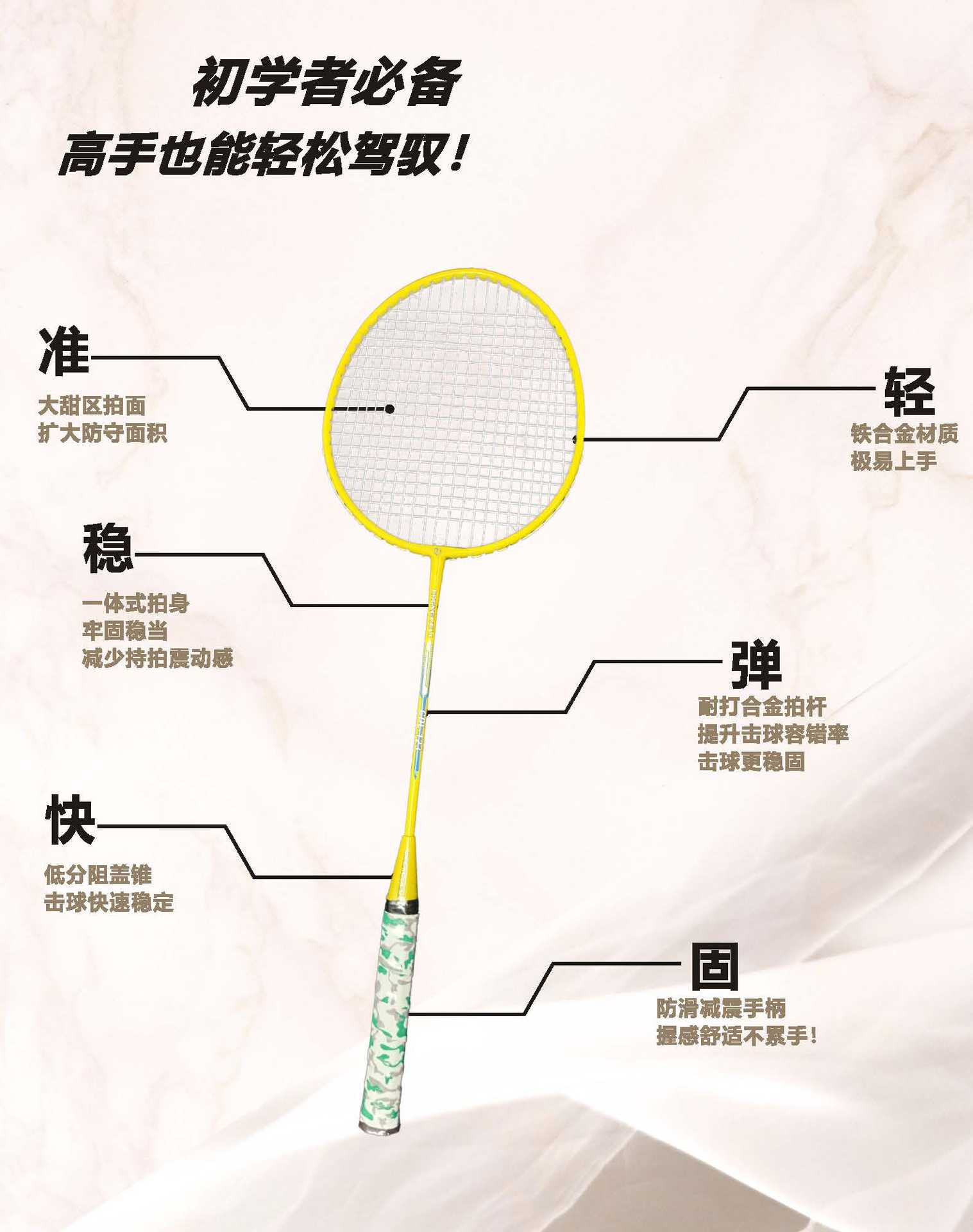 耐打连体羽毛球拍成人儿童训练比赛双拍套装运动户外网球用品详情3