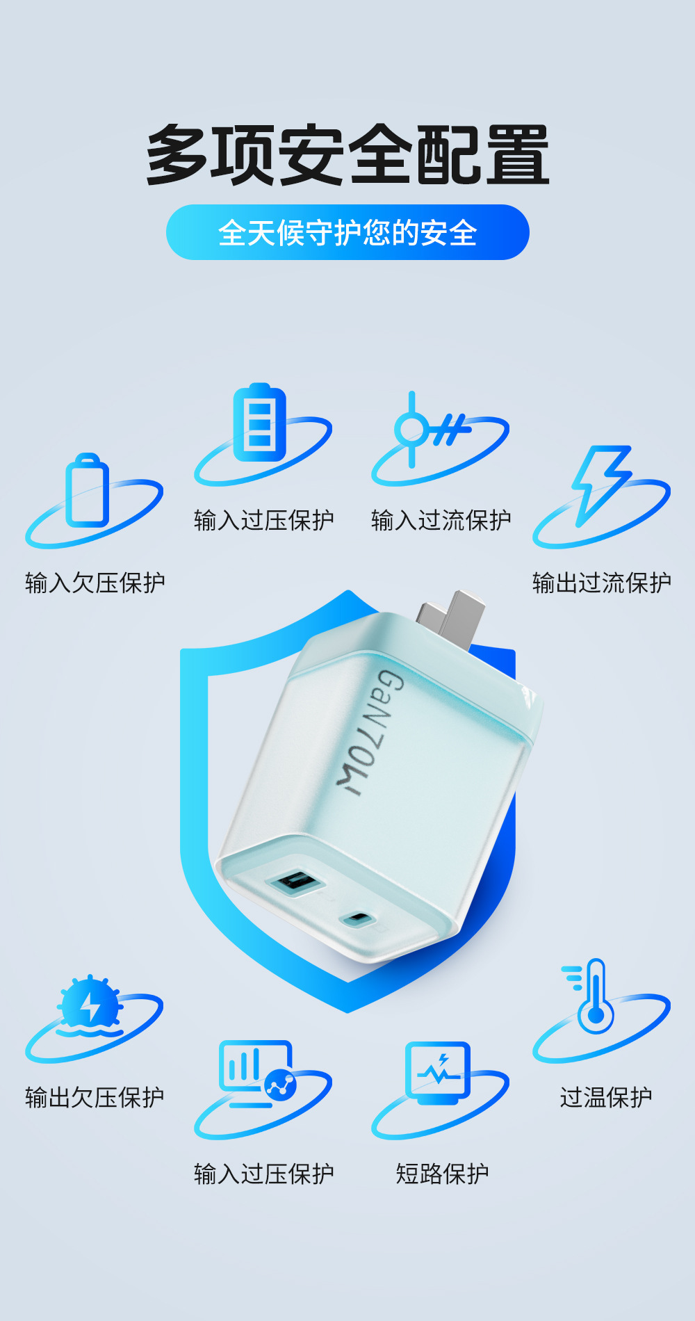 240W四合一数据线70W氮化镓PD+USB适用苹果华为安卓充电头器套装详情9