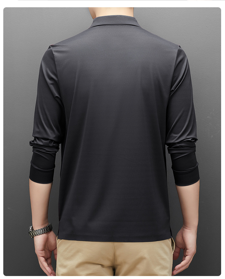 2025春季新款无痕锦氨男士polo衫中年商务休闲翻领透气长袖t恤男详情19