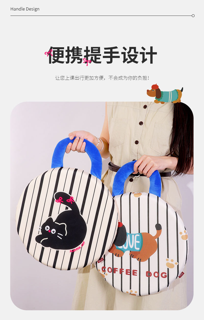 记忆棉卡通印花圆形坐垫 康乐屋慢回弹屁垫防滑加厚椅子垫批发详情4