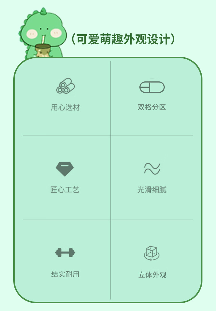 跨境源头厂家卡通恐龙饭可微波儿童学生塑料午餐盒便当盒萌趣饭盒详情10