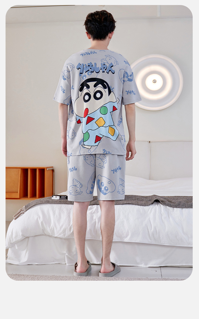 薄款200斤加大码睡衣男士款夏季短袖卡通青年夏天舒适家居服套装详情12