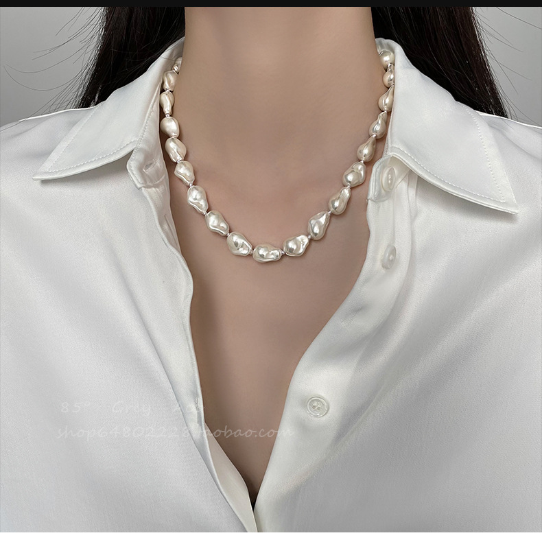 Lujo ligero temperamento irregular barroco collar de perlas mujer 2024 nuevo premium sentido gargantilla suéter cadena cadena clavícula pic 4