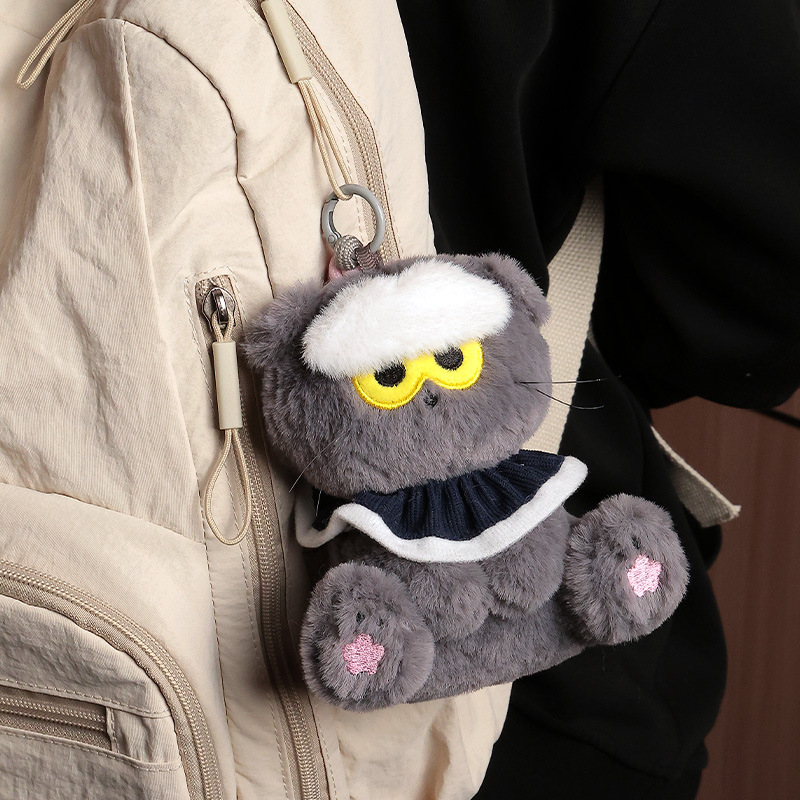 Cool and trendy grey cat plush toy pendants, small dolls, bag pendants, small items wholesale, plush pendants, bulk mixed packaging pic 14