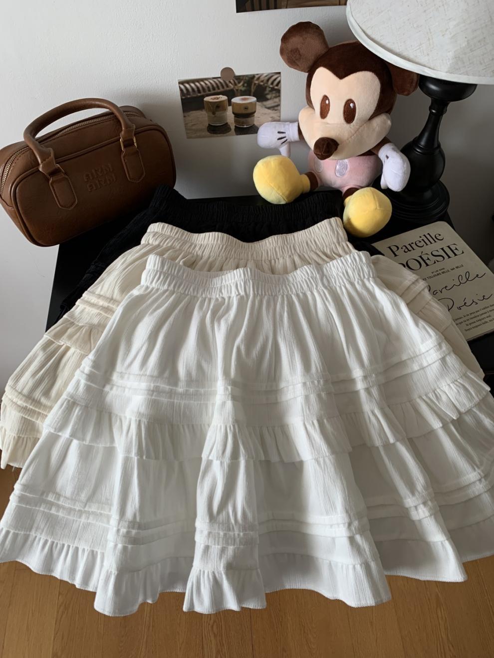 白色芭蕾风蛋糕半身裙女秋冬高腰显瘦松紧腰A字裙蓬蓬百搭短裙子详情16