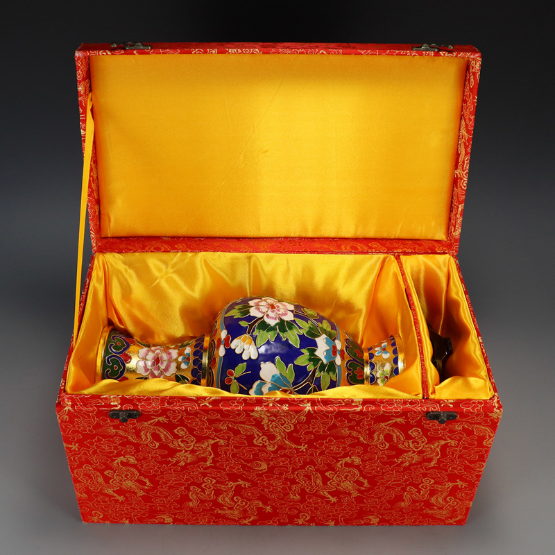 Beijing Jingtai Blue Vase Ornament, craft gift, cloisonne enamel filigree silver blue Flower blooming, auspicious Zhou Ware Lei Vase pic 27