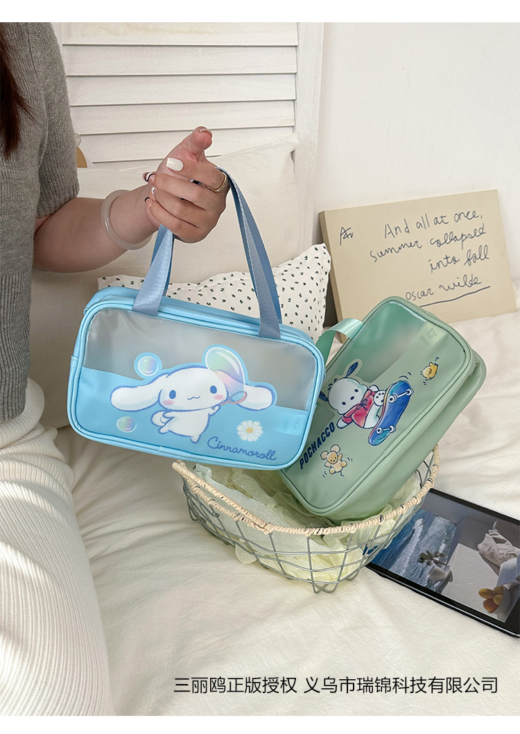 Sanrio officially authorized semi-transparent makeup bag, cute Kuromi makeup bag, portable hand-held small bag wholesale pic 7