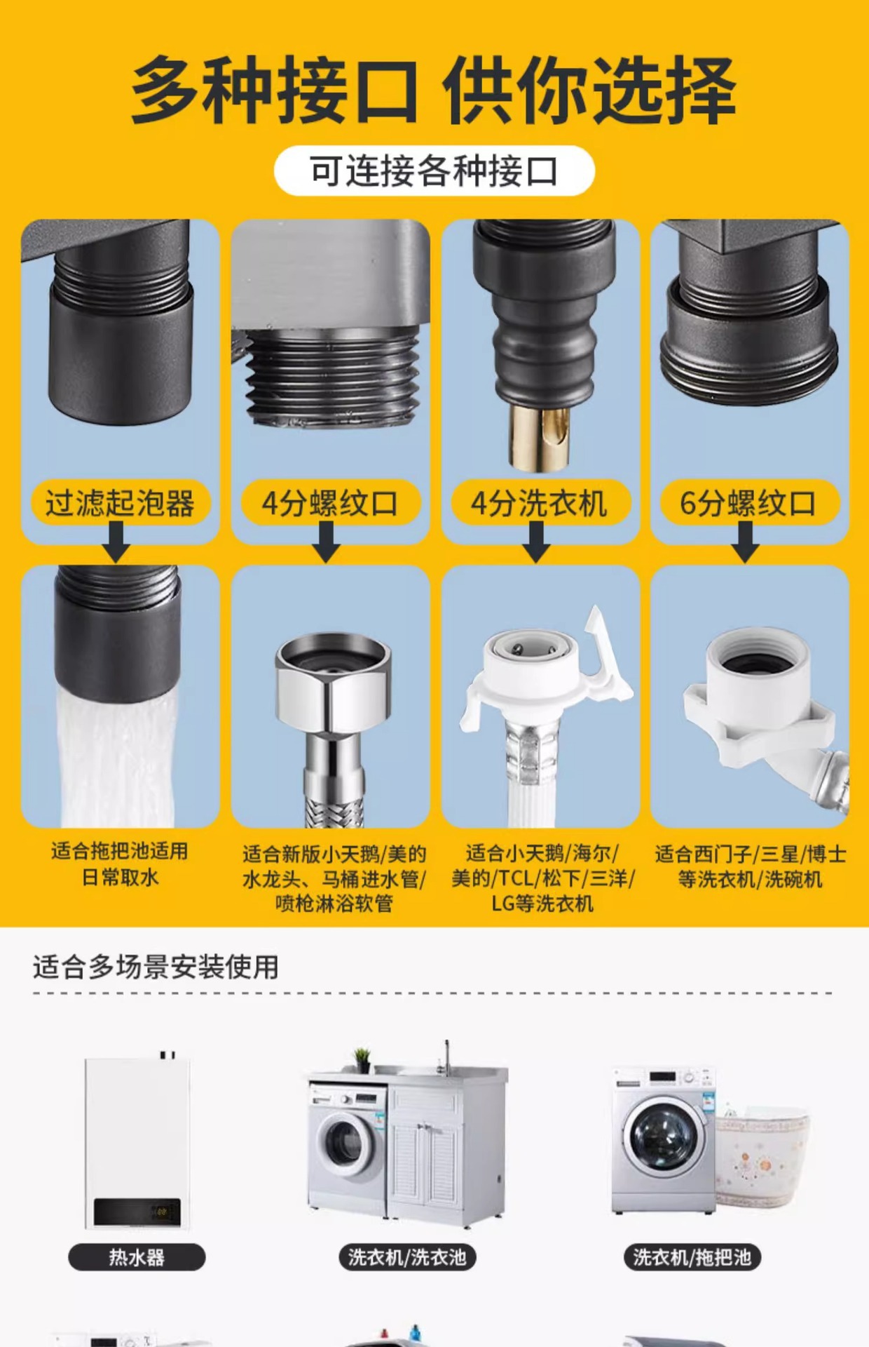 All-copper Angle valve, one inlet and two outlets, washing machine faucet, one split and two automatic water stop, double water outlet, double control, double opening pic 6