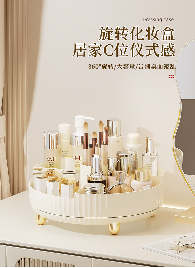 Wholesale cosmetics storage boxes, large-capacity, rotatable desktop for home use, plastic shelves for skin care products, eye shadow and lipstick pic 1
