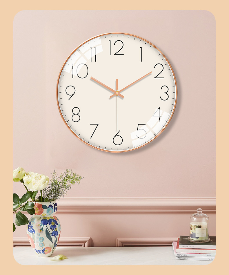 客厅简约装饰挂钟静音扫秒无声音网红挂钟表时钟挂墙免打孔创意钟详情9