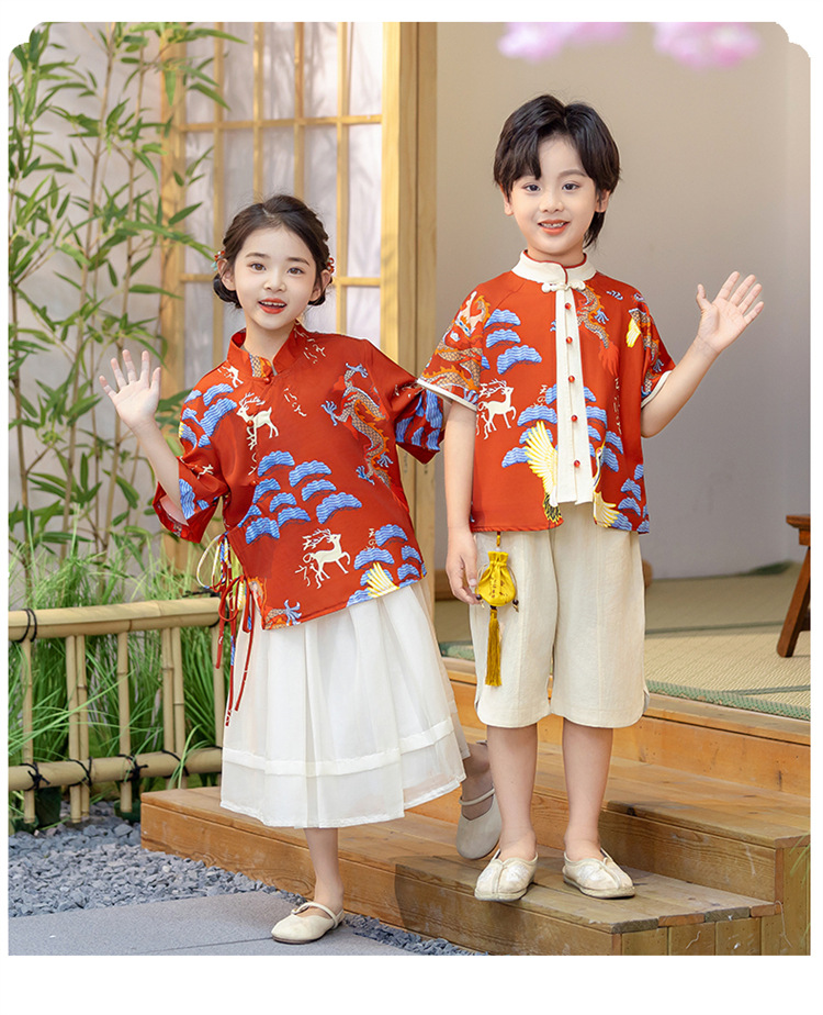 童装男童夏季短袖汉服套装儿童两件套宝宝中国风国潮唐装网红表演详情18