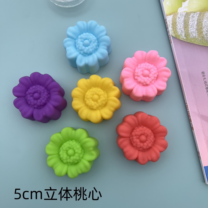 5cm new heart-shaped flower silicone mold, newheart cake, jelly pudding, candle resin soap, muffin cup pic 125