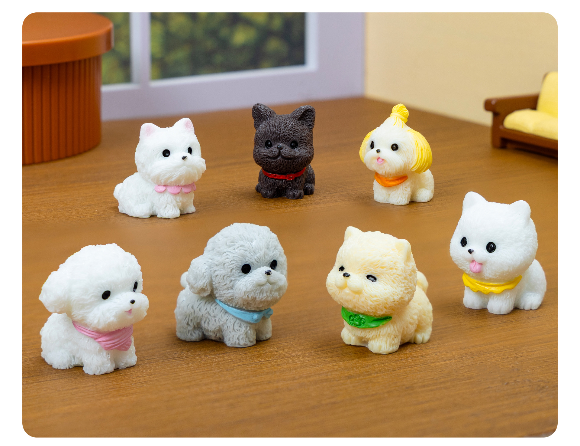 微景观仿真可爱围兜小狗家居桌面摆件创意车载饰品树脂工艺小摆件详情6