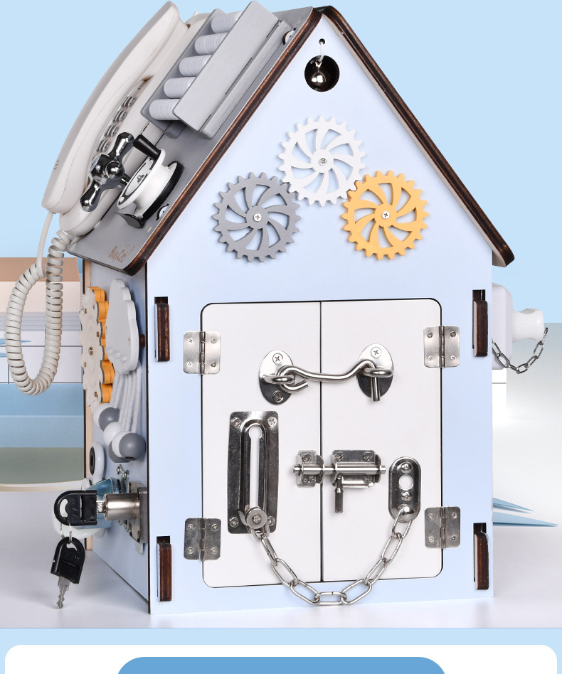 Wooden busy house Montessori DIY baby lock-picking concentration training starry sky top toy Montessori multi-functional pic 2