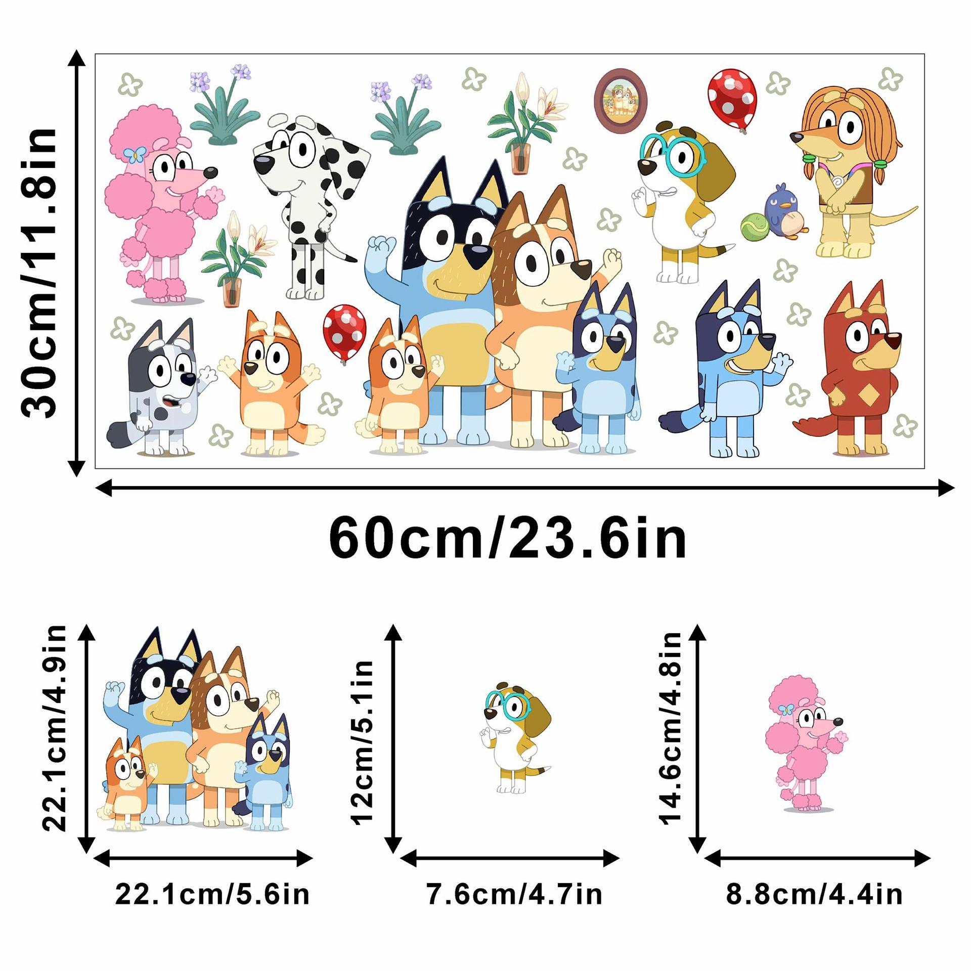 跨境Bluey儿童房装饰自粘墙贴可爱卡通动画布鲁伊防油遮痕pvc贴画详情5