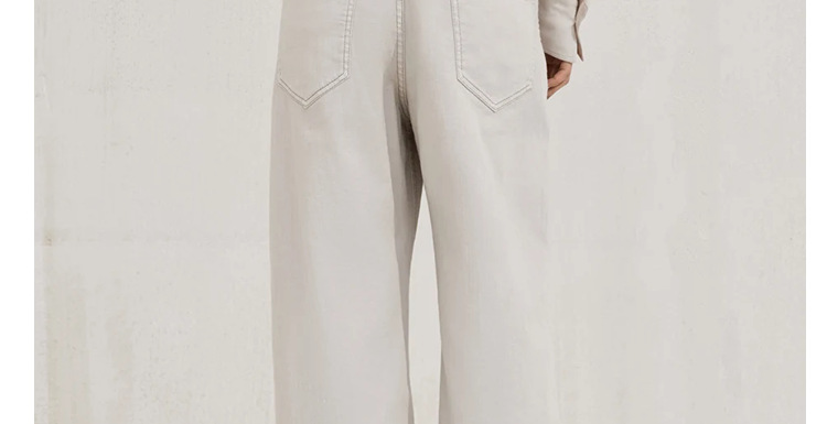 BC High-waisted straight-leg jeans for women, beige, simple style, versatile, casual, loose, wide-leg trousers, European and American style 2026 pic 27