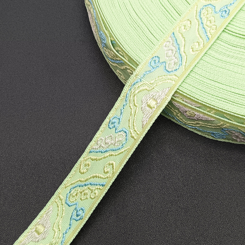 现货名族风提花织带沟边锁边彩带服装辅料1CM2CM宽名族带波浪边带详情19