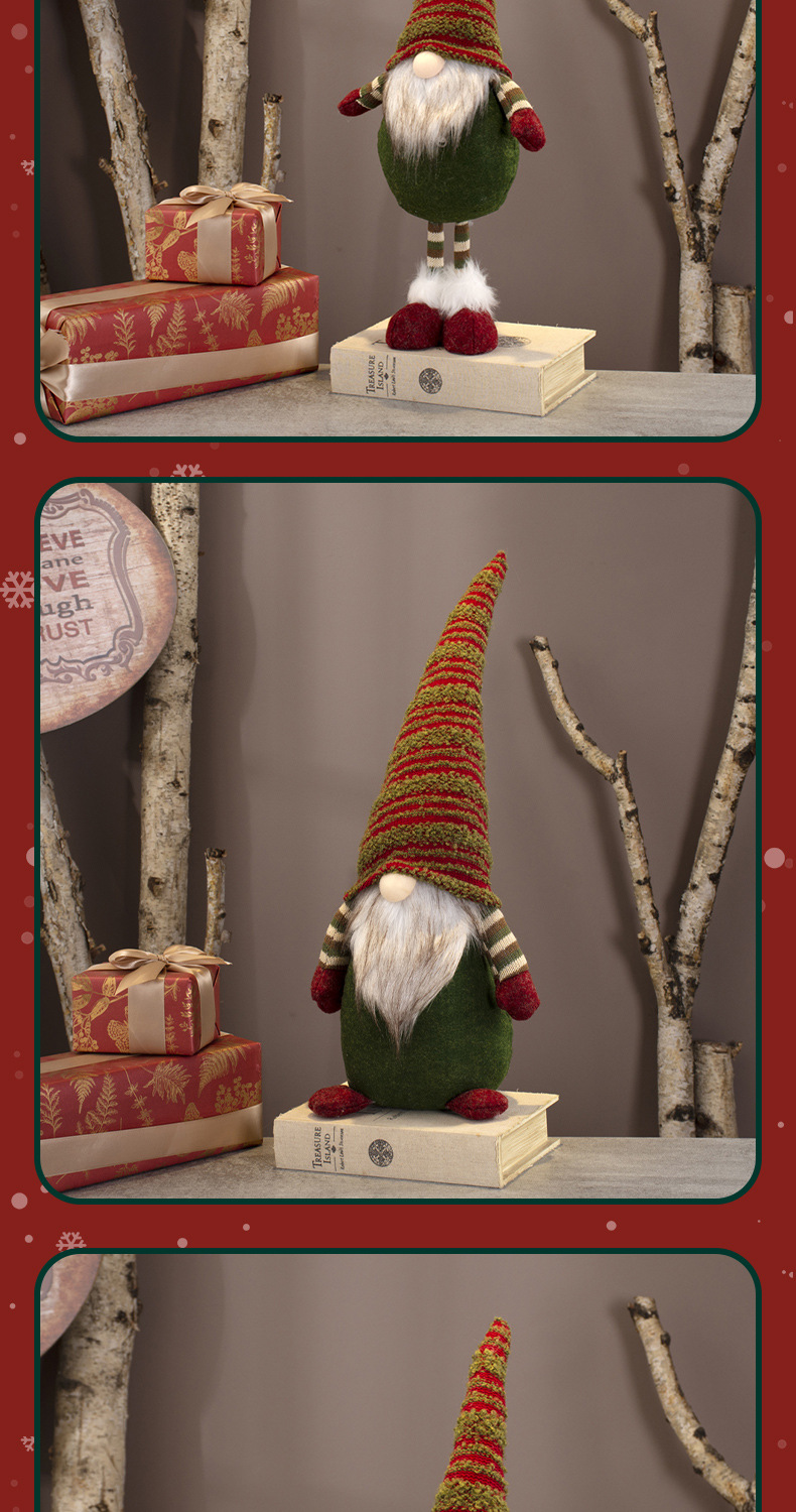 跨境新款圣诞装饰用品针织帽鲁道夫公仔侏儒无脸娃娃橱窗工艺摆件详情10