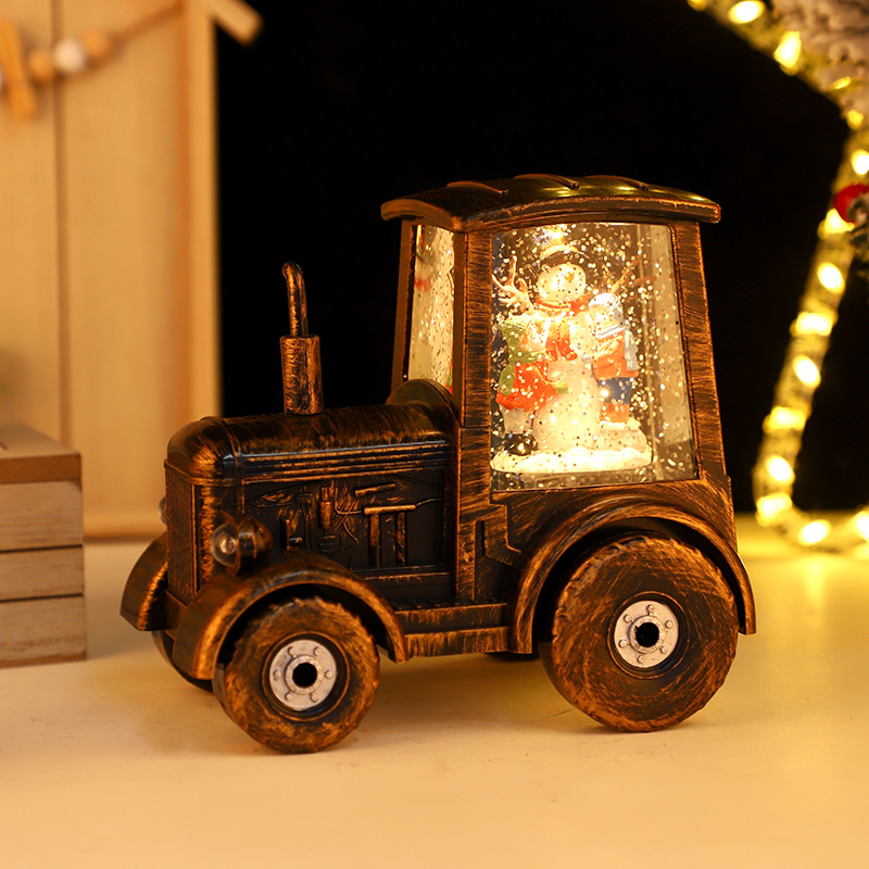 New Christmas steam car decoration: Glowing water-filled small wind lamp, desktop ornament, replaceable battery, music box pic 4