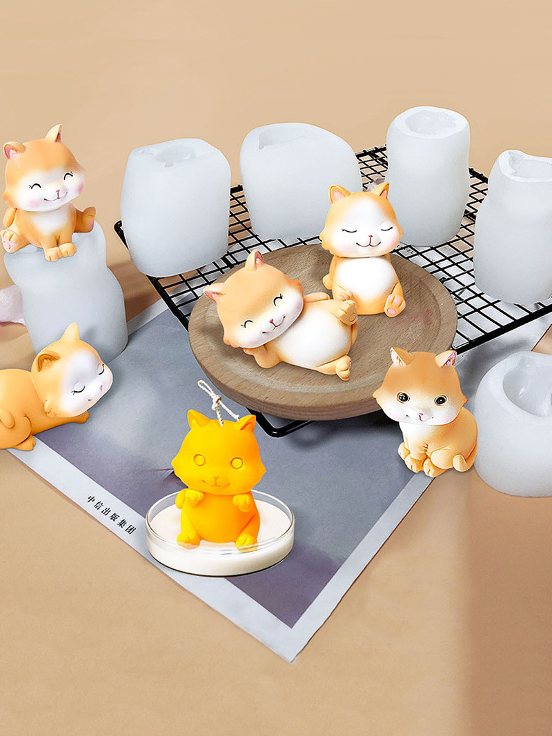 Three-dimensional popular little cat silicone mold fondant mousse chocolate DIY candle resin resin cake ornament pic 2