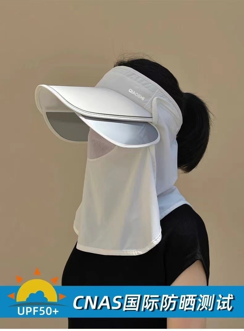 Summer sun hat, UV protection face mask, sun protection hat, wide-brimmed open-top outdoor cycling sun hat for women pic 5