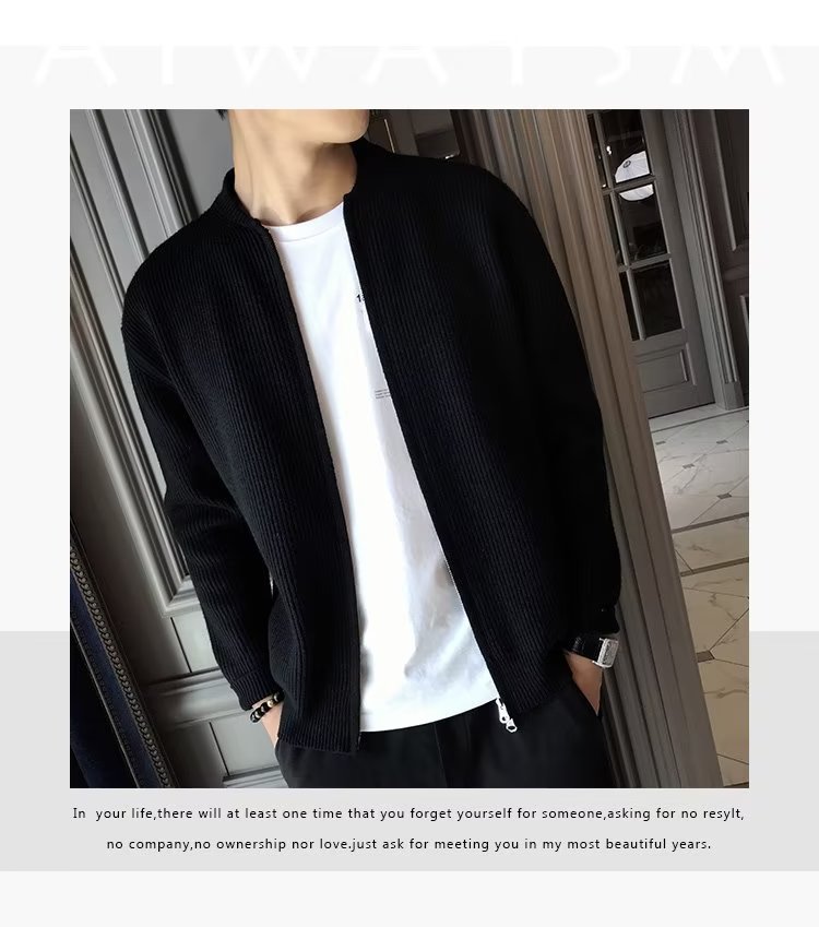 The 2023 new autumn and winter sweater jacket for men, a solid-color knitted cardigan, is a casual, versatile and slimming top for men pic 9